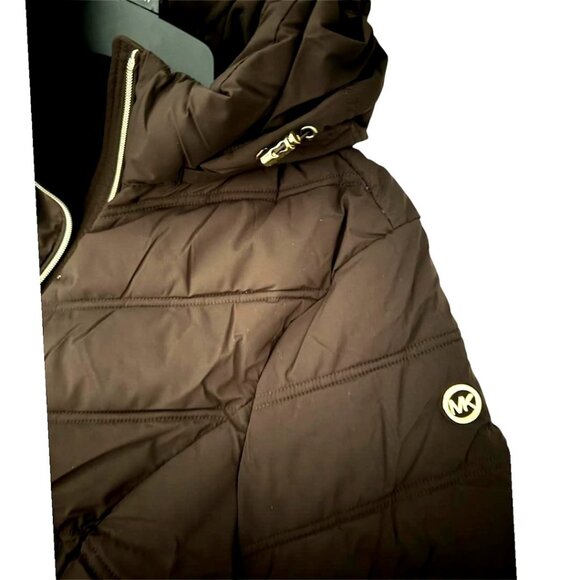 Michael Kors Womens Brown Zip Up Quilted Puffer Water Resistant Jacket Sz M New - Picture 8 of 15